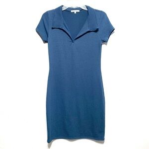 Blue Ribbed Mini Dress